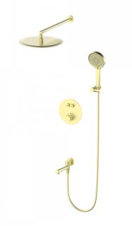 Душевой комплект Wonzon & Woghand WW-88929010-BG с термостатом брашированное золото